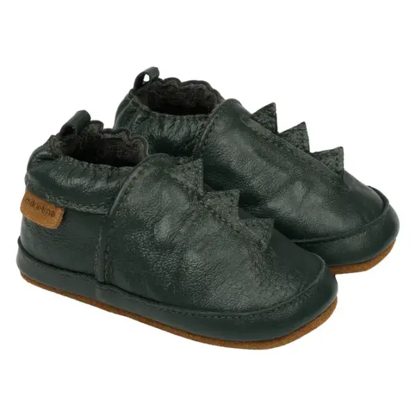 Læder Slipper Dino - Darkesst sprouse - 0-6 MDR.