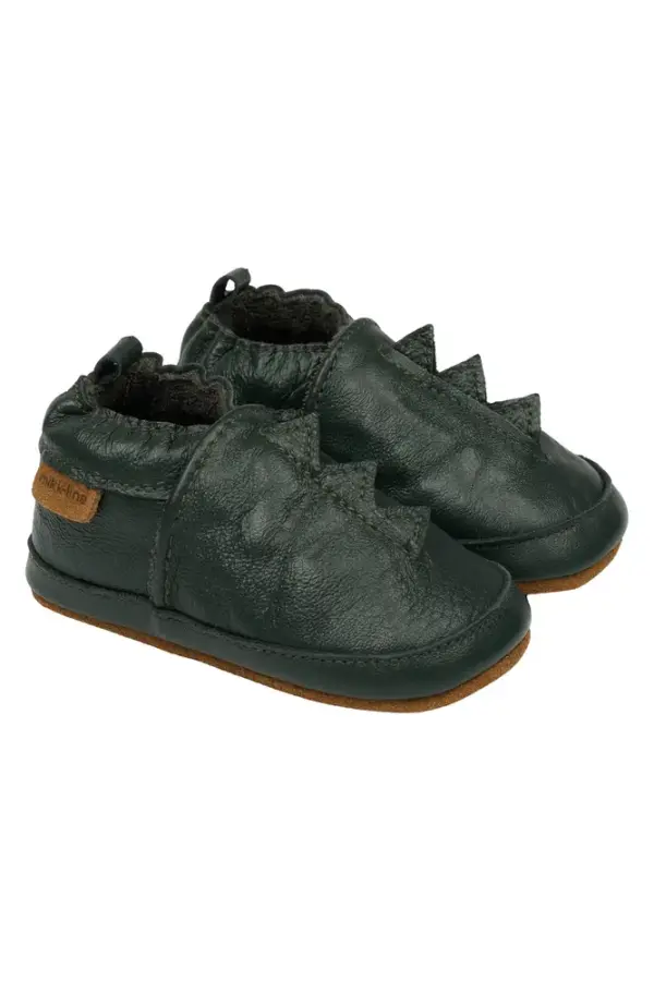 Læder Slipper Dino - Darkesst sprouse - 0-6 MDR.
