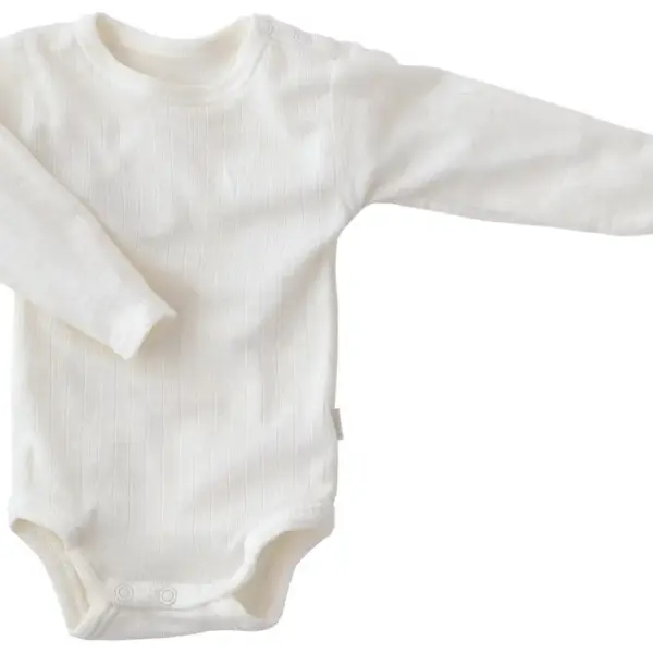 Lang Ærmet Body i Rib - Joha Uld - Natur - 50