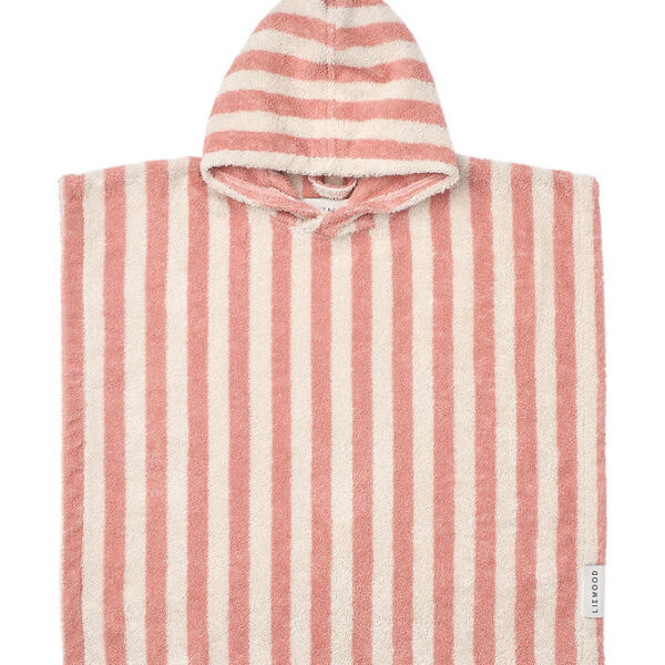 Liewood Badeponcho - Terry - Coral blush/Creme de la creme strip