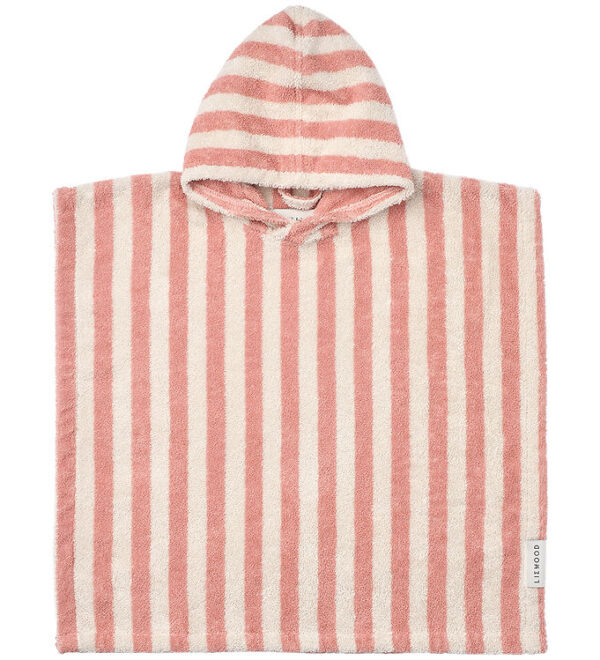Liewood Badeponcho - Terry - Coral blush/Creme de la creme strip