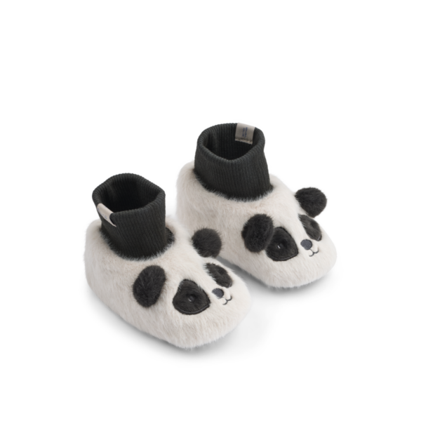 Liewood Beth Panda Plush Slippers - Sandy/Dark grey - 16/17
