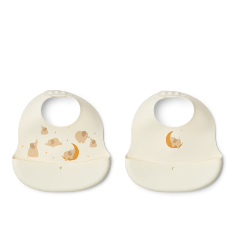 Liewood Ember Bib 2 pak - Elephant/Creme de la creme