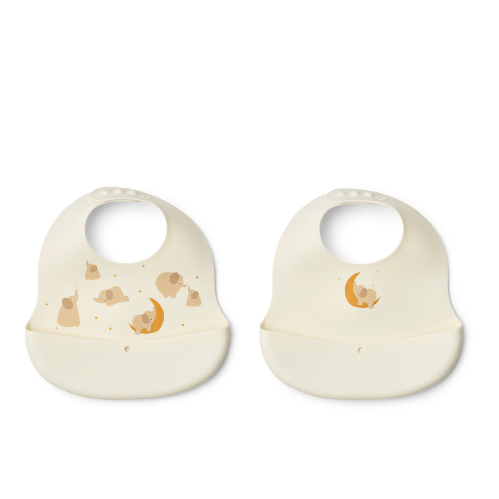 Liewood Ember Bib 2 pak - Elephant/Creme de la creme