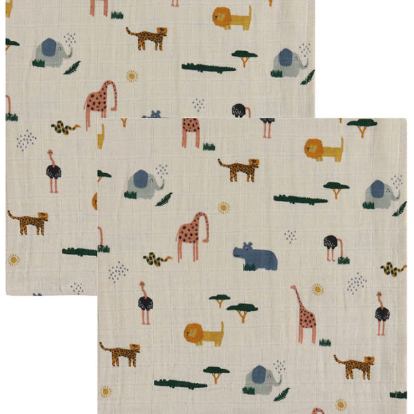 Liewood Stofbleer - Musselin - 2-pak - 65x65 cm - Lewis - Safari