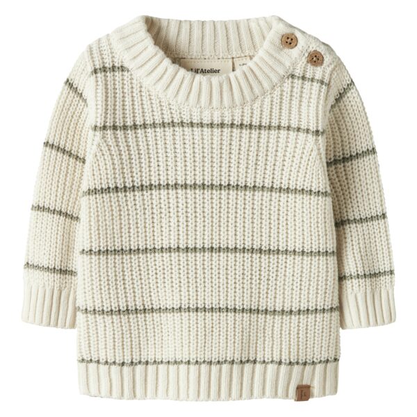 Lil Atelier Emlen LS Knit Stripes - Coconut Milk/Stripes - 56 cm