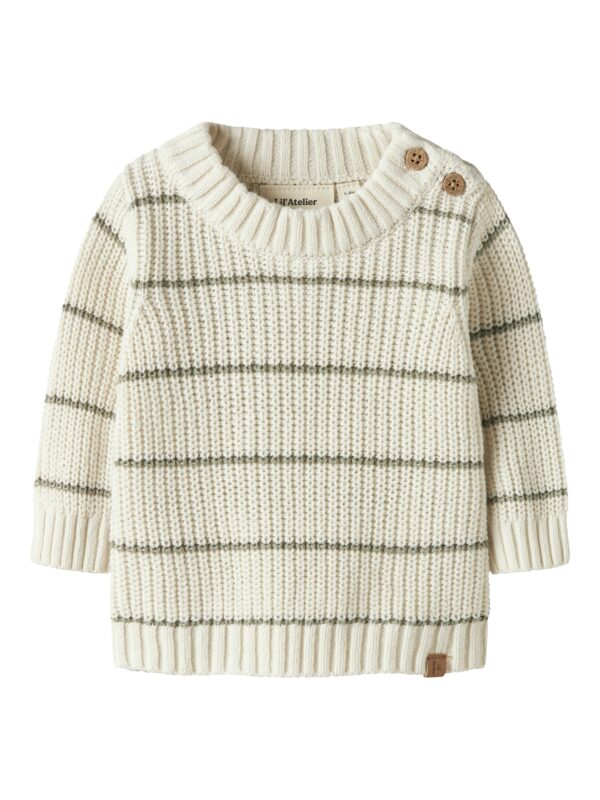 Lil Atelier Emlen LS Knit Stripes - Coconut Milk/Stripes - 56 cm
