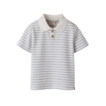 Lil Atelier Haldur SS Loose Polo - Coconut Milk/Dusty Blue - 92 cm