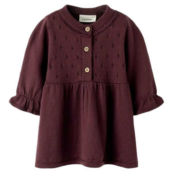 Lil Atelier Nimi LS Knit Dress - Catawba Grape - 56 cm