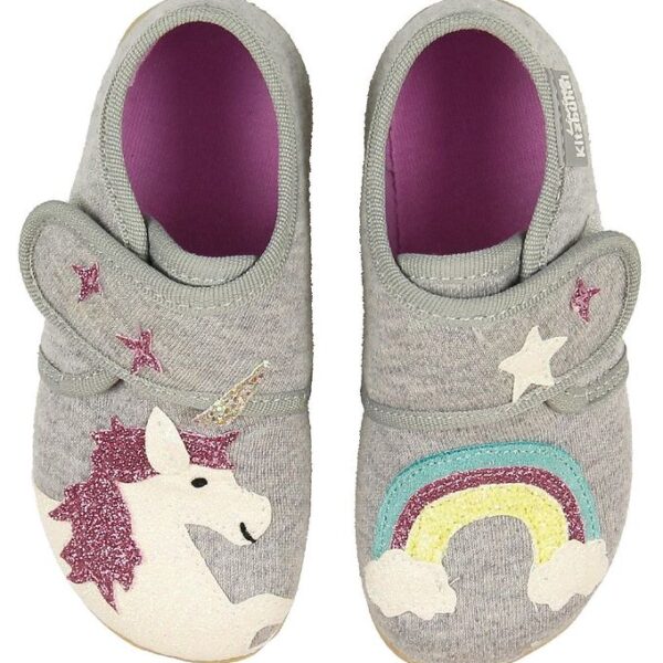 Living Kitzbühel Hjemmesko - Gråmeleret m. Regnbue/Enhjørning