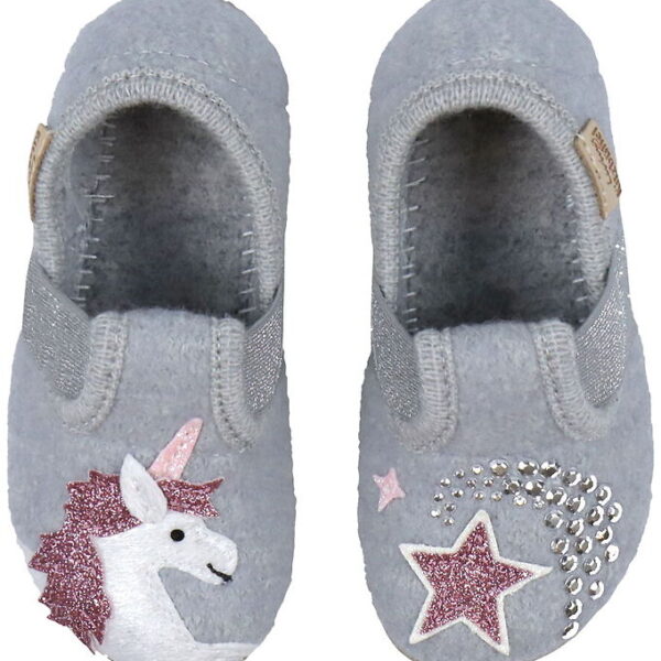 Living Kitzbühel Hjemmesko - Uld - Hellgrau m. Enhjørning