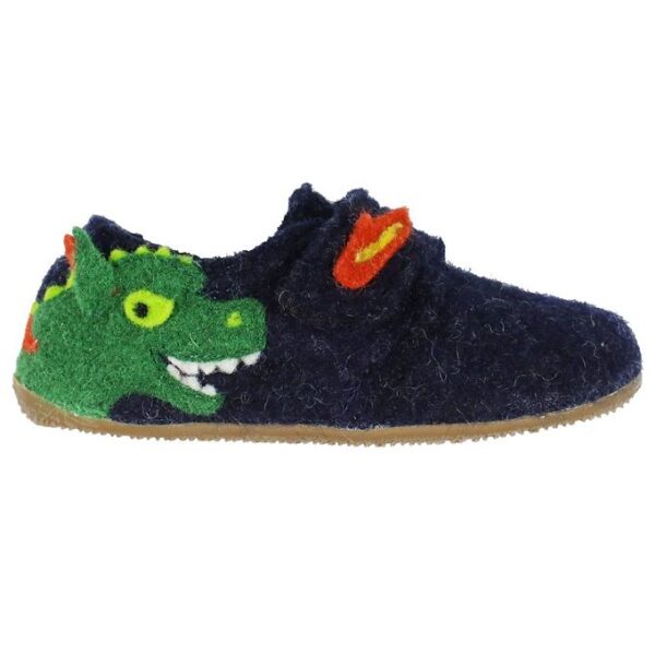 Living Kitzbühel Hjemmesko - Uld - Mørk Blå m. Drage