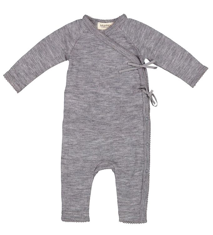 MarMar Slå-om Heldragt - Uld - Pointelle - Rula - Grey Melange MarMar Slå-om Heldragt - Uld - Pointelle - Rula - Grey Melange