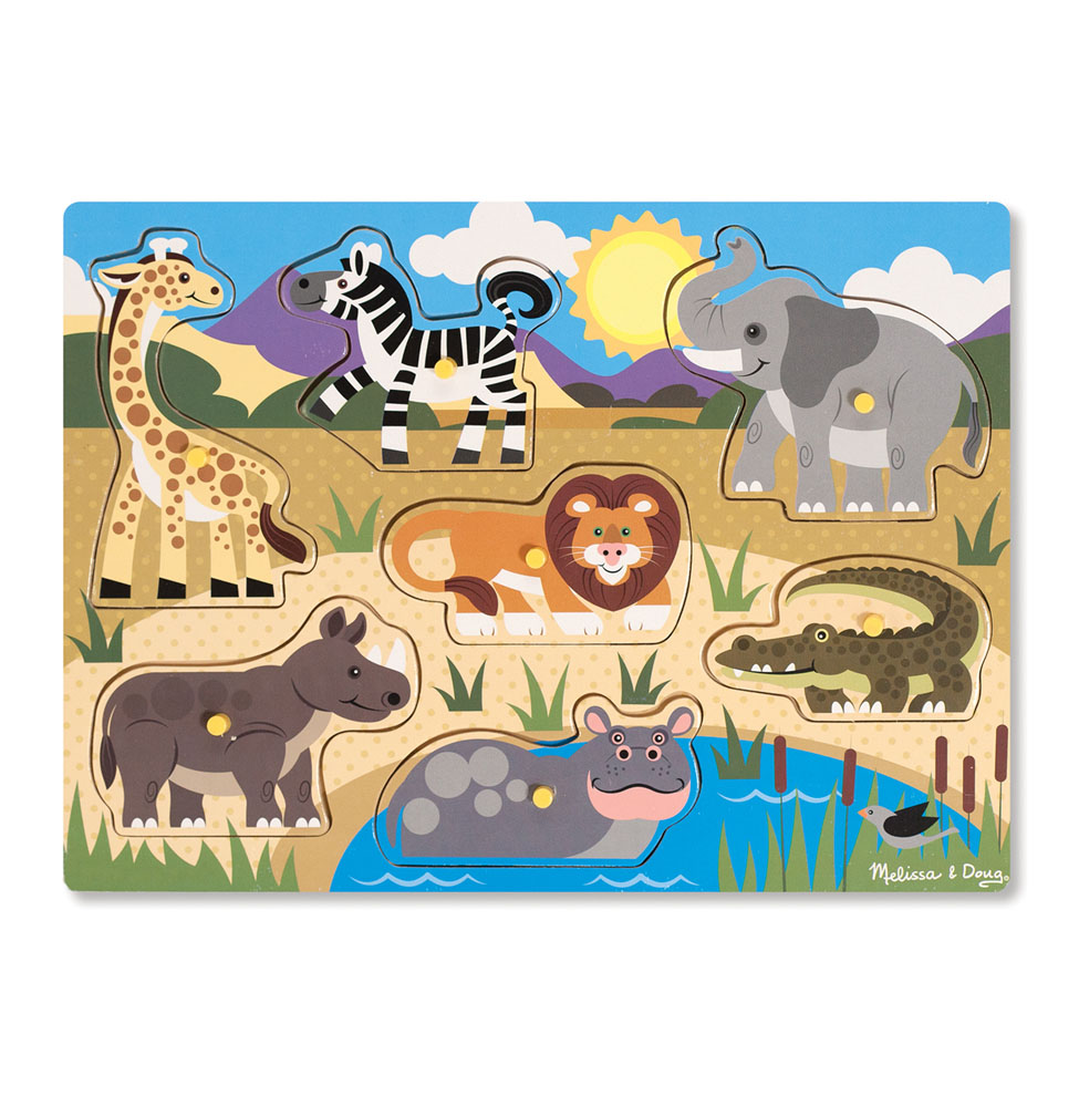 Melissa & Doug | Knoppuslespil i træ Safari
