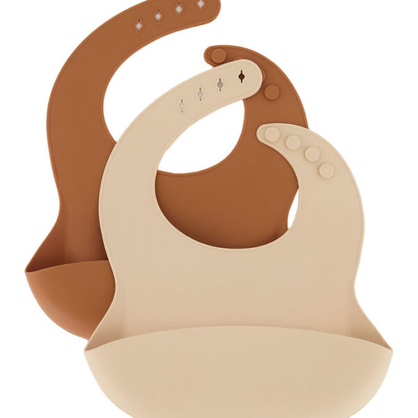 Mikk-Line Hagesmække - 2-pak - Silikone - White Swan/Brown Sugar