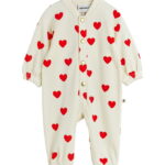 Mini Rodini Heldragt - Velour - Hearts - Hvid
