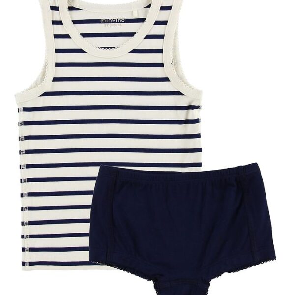 Minymo Undertøj - Bambus - Hvid/Navystribet