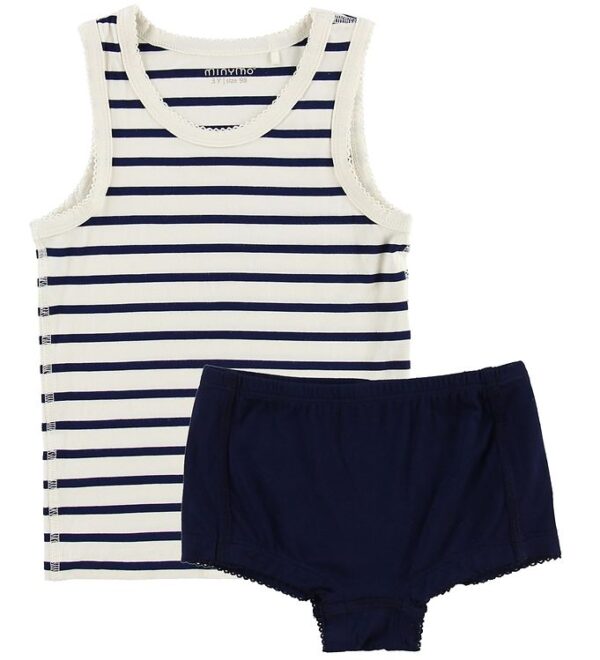 Minymo Undertøj - Bambus - Hvid/Navystribet Minymo Undertøj - Bambus - Hvid/Navystribet