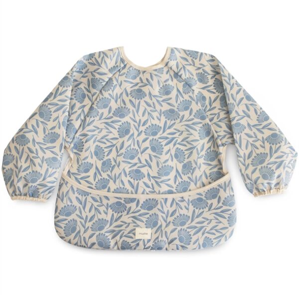 Mushie hagesmæk med ærmer - Blue Flowers