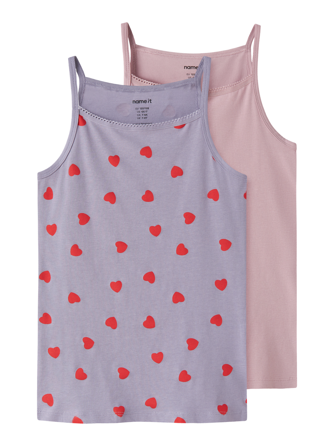 NAME IT 2-Pak Strop Toppe Lavender Hearts NAME IT 2-Pak Strop Toppe Lavender Hearts