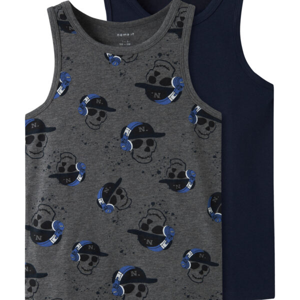 NAME IT 2-Pak Tank Top Skull Dark Grey Melange NAME IT 2-Pak Tank Top Skull Dark Grey Melange