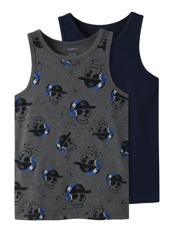 NAME IT 2-Pak Tank Top Skull Dark Grey Melange NAME IT 2-Pak Tank Top Skull Dark Grey Melange