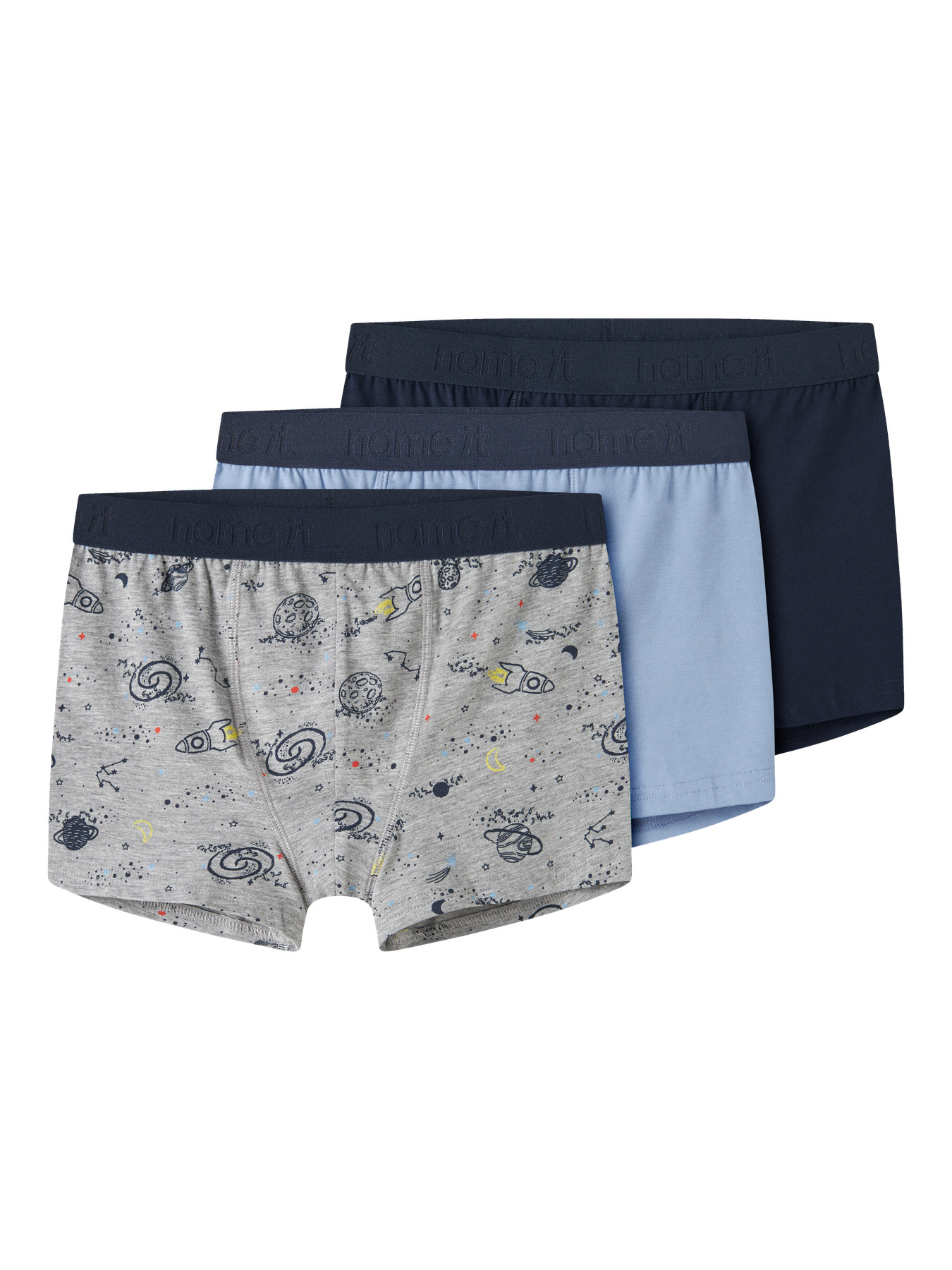 NAME IT 3-Pak Boxershorts Grey Space