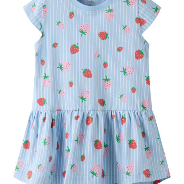 NAME IT Kjole Vigga Chambray Blue Striped Strawberry