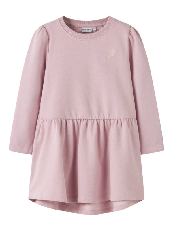 NAME IT Kjole Vima Burnished Lilac Heart Embroidery