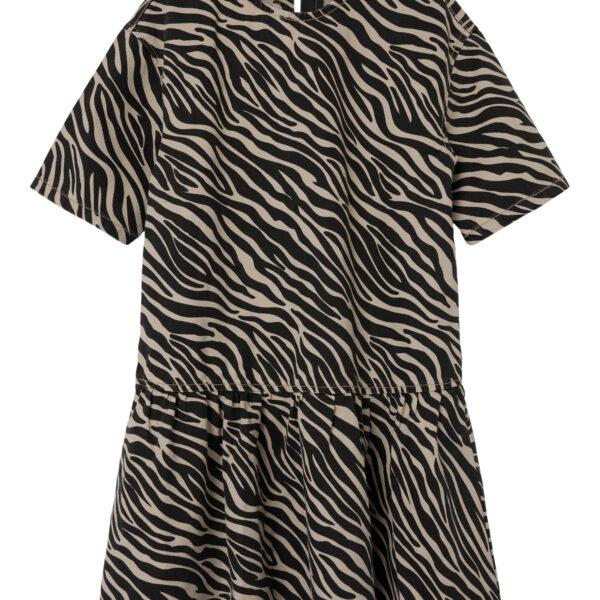 NAME IT Kjole Zebra Twill Cement Black Zebra