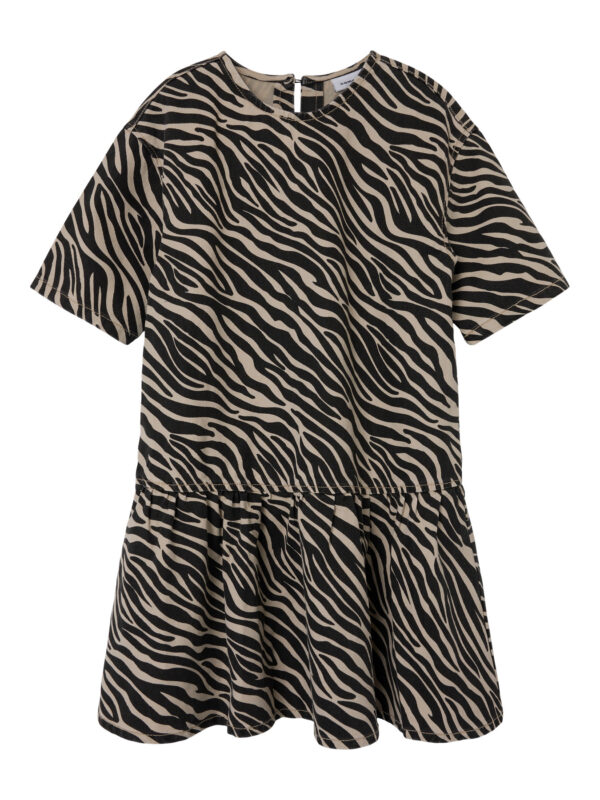 NAME IT Kjole Zebra Twill Cement Black Zebra