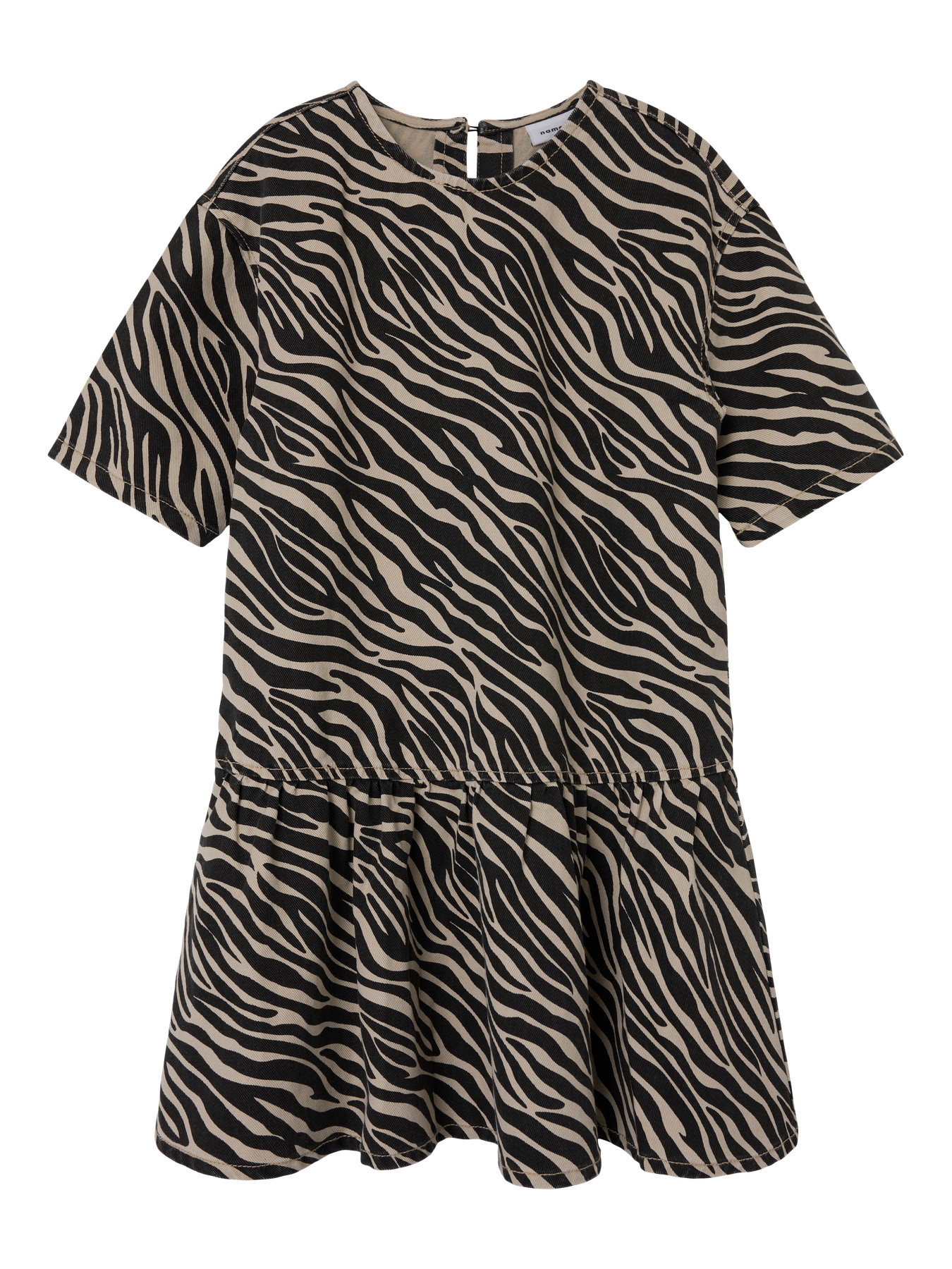 NAME IT Kjole Zebra Twill Cement Black Zebra