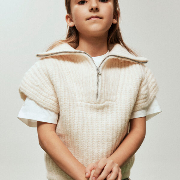 NAME IT Kort Strik Vest Tonka Cloud Dancer