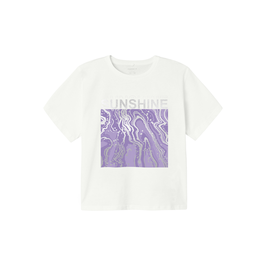 NAME IT Løs Kort T-Shirt Javase Bright White Purple NAME IT Løs Kort T-Shirt Javase Bright White Purple