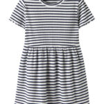 NAME IT Rib Kjole Vemma Bright White Blue