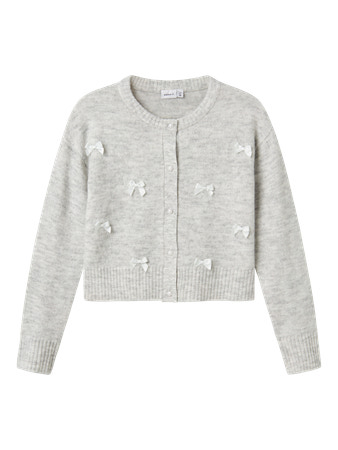 NAME IT Sløjfe Strik Cardigan Karin Light Grey Melange
