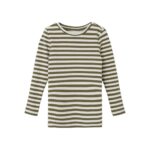 NAME IT Stribet Langærmet Rib Bluse Suraja Deep Lichen Green