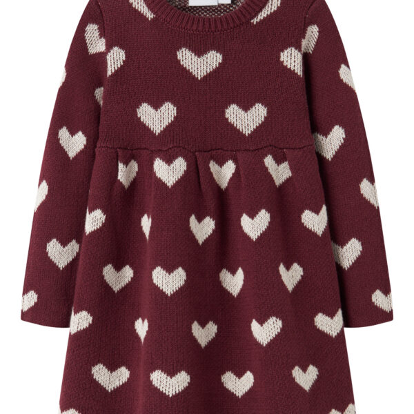 NAME IT Strik Kjole Oana Burgundy Peyote Heart