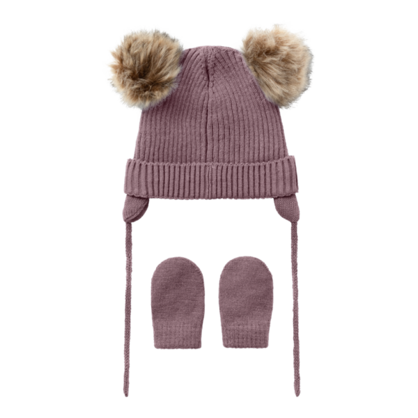 NAME IT Strik Sæt Hue Og Vanter Mara Grape Shake