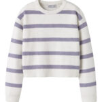 NAME IT Striktrøje Vnilla Lavender Gray Stripes