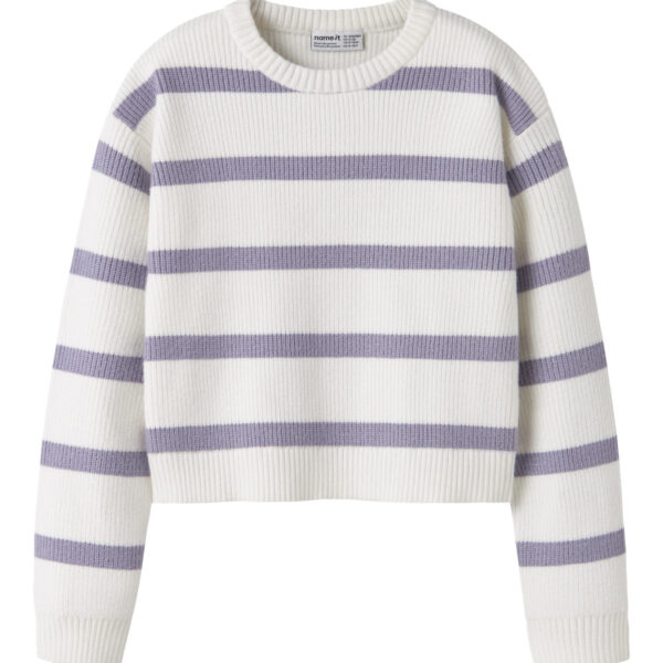 NAME IT Striktrøje Vnilla Lavender Gray Stripes