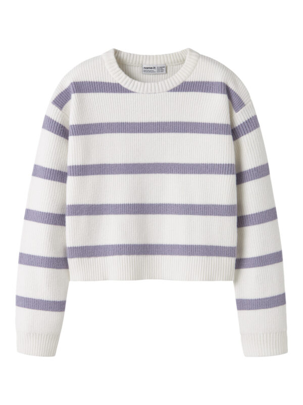 NAME IT Striktrøje Vnilla Lavender Gray Stripes
