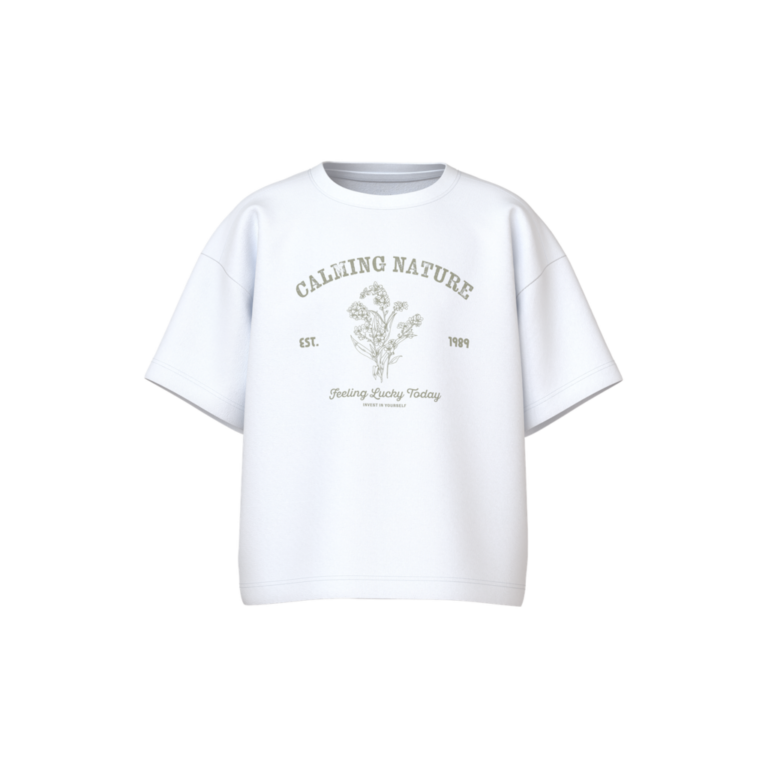 NAME IT T-Shirt Vamina Bright White Calming Nature