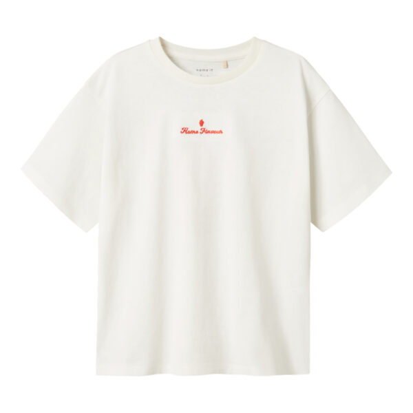 NAME IT T-shirt Neata Cloud Dancer Red Alert