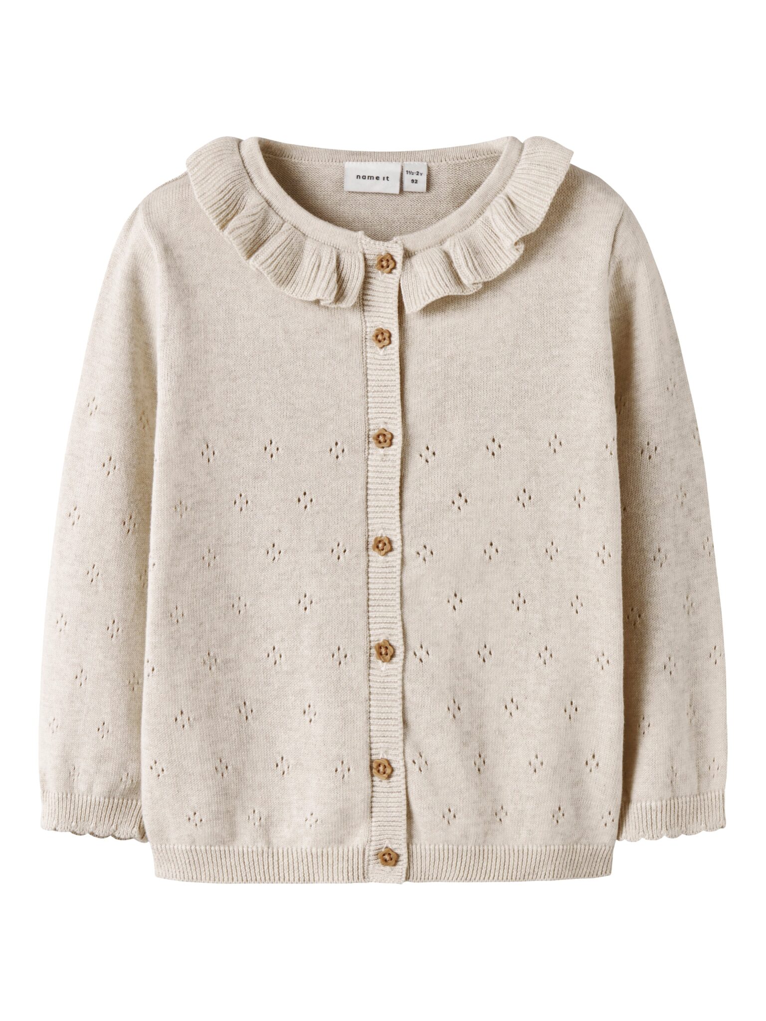 Name It Diame LS Knit Cardigan - Peyote Melange - 92 cm