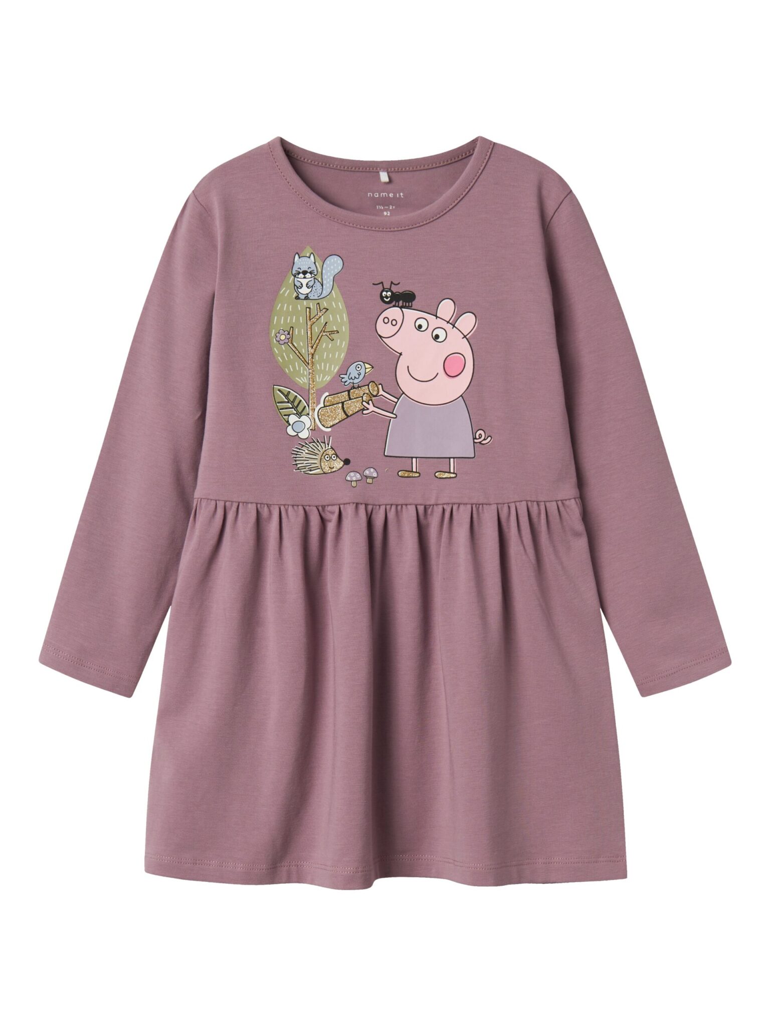 Name It Dyffi Gurli Gris Dress - Elderberry - 92 cm