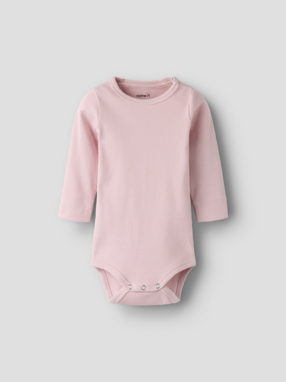 Name It Langærmet Ensfarvet Body, Str. 56-92 - Lyserød