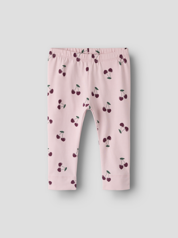 Name It Legging Med Kirsebær Print, Str. 56-92 - Lyserød