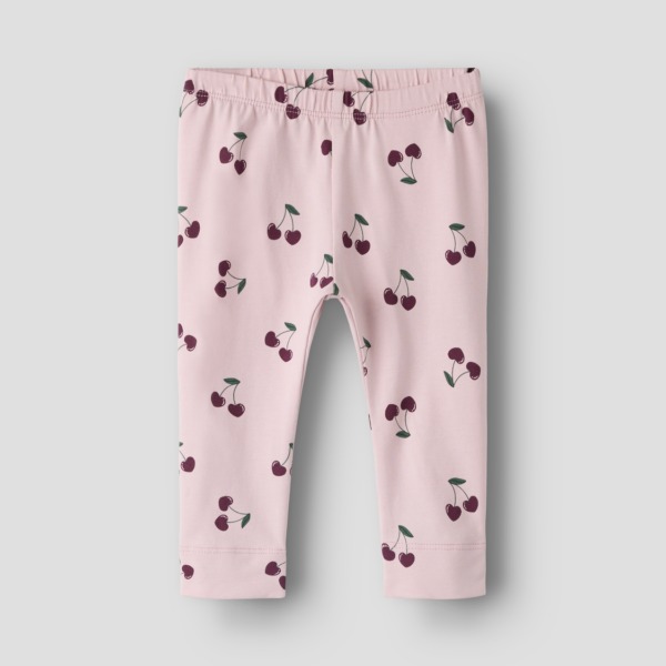 Name It Legging Med Kirsebær Print, Str. 56-92 - Lyserød - 68
