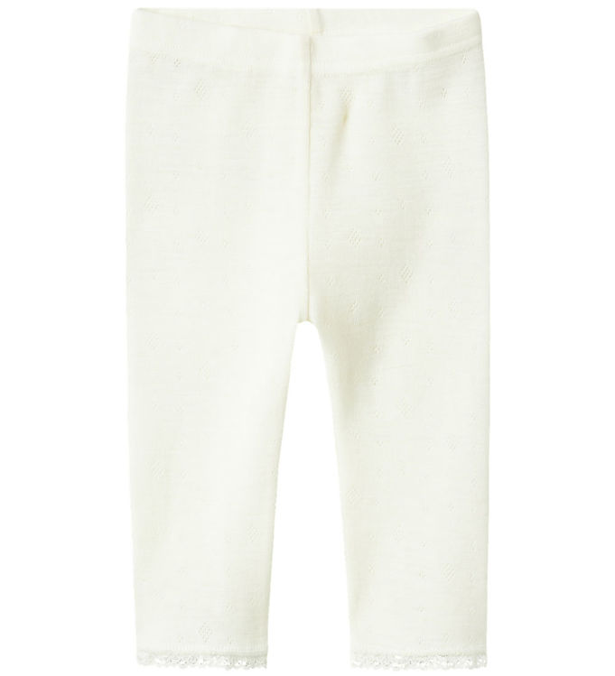 Name It Leggings - Uld - NbfWang - Snow White m. Hulmønster Name It Leggings - Uld - NbfWang - Snow White m. Hulmønster